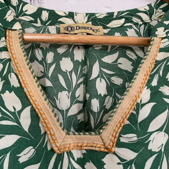 Democracy Tunic Blouse Small- Vintage Floral Boho Patchwork Hippie Flowy Casual - Picture 2 of 6